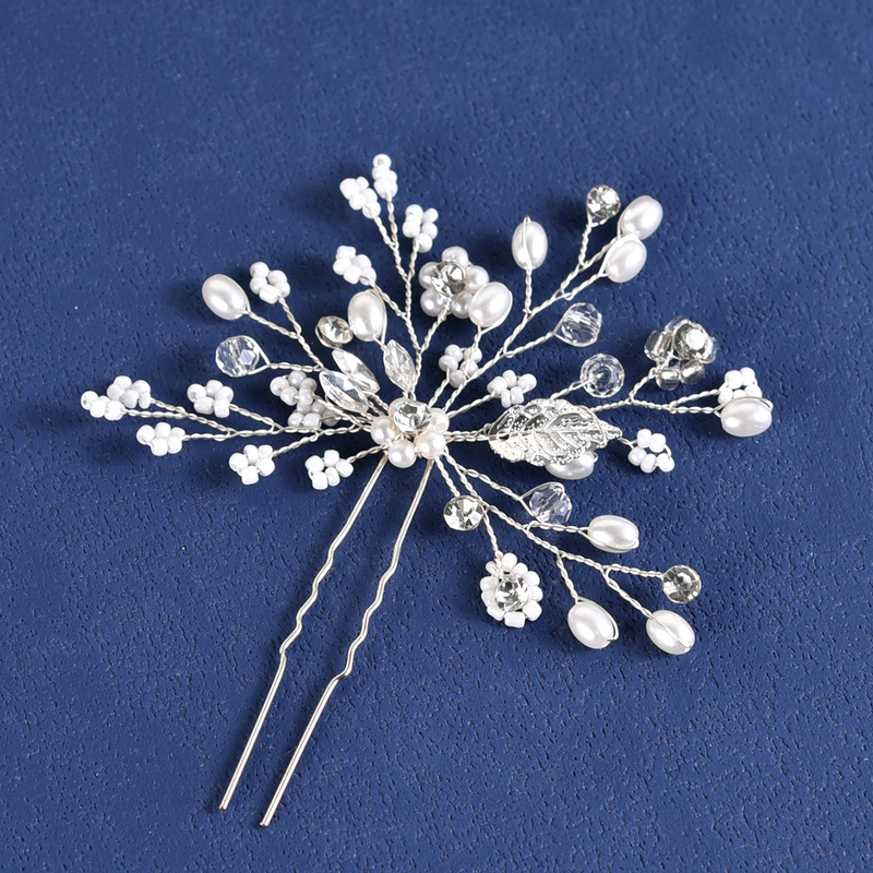 Women's Jewelry bridal headdress, handmade flower pearl U-shaped hair fork, wedding dress accessories, hairpin_voghion.com