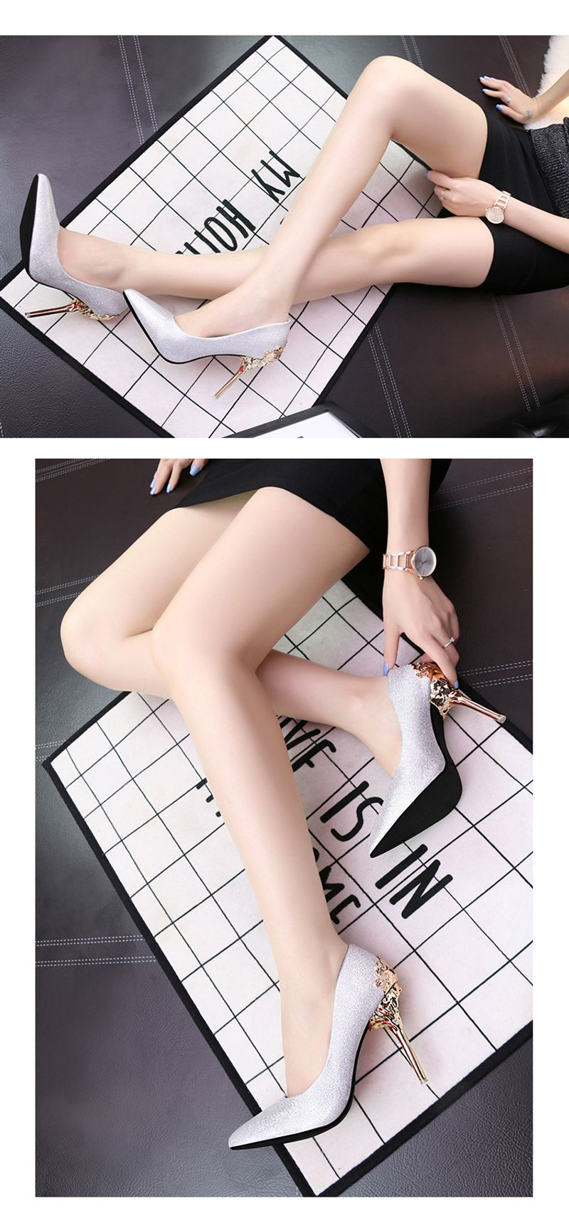 p9Koreanischer Stil spitzer Zeh einzelne Frauen Hochzeit rote Brautschuhe Metall hohl Wildleder Stiletto High Heels_voghion.com