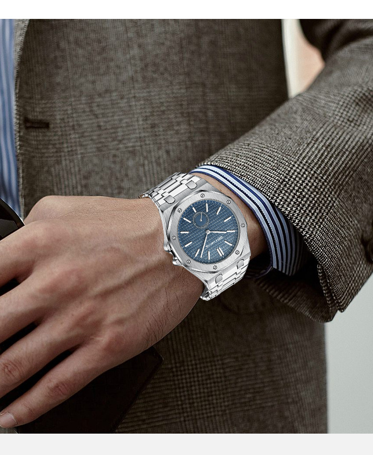 Benevi tömör acél zenekar pillangó csat férfi kvarcóra alkalmi üzleti óra férfi sokoldalú választás óra_voghion.com