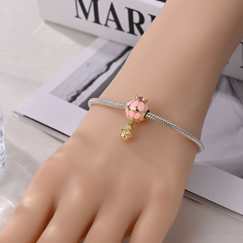 Damenschmuck, weiß verkupfertes Silber, niedlicher Bärenanhänger, Perlen, DIY-Schmuckzubehör, Armband_voghion.com