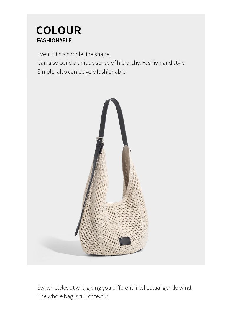 Übergroße Häkelseiltasche für Damen aus Baumwolle, lässig, für den Sommer, Strand, Hobo-Tasche, gestrickt, Urlaubsgeldbörse, Bohemian-Stil, Umhängetasche_voghion.com
