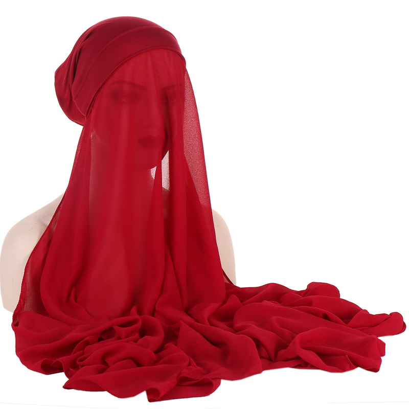 Women's Hats selling chiffon turban hat set monochrome pearl chiffon hat scarf set_voghion.com