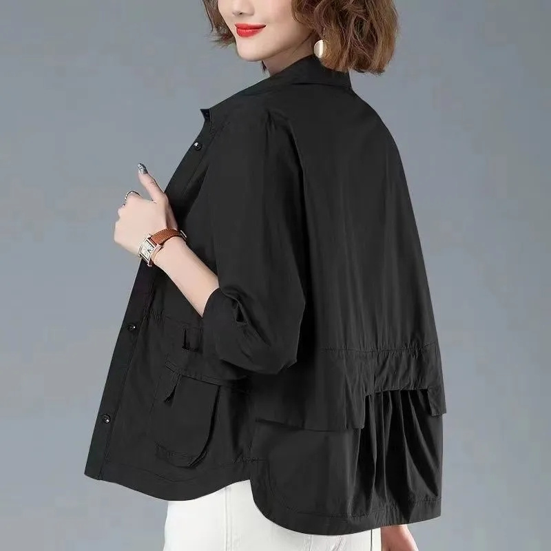 2023 Nuevas chaquetas de verano para mujer, rompevientos informal, abrigo básico fino para mujer, chaqueta ligera, prendas de vestir exteriores para mujer_voghion.com