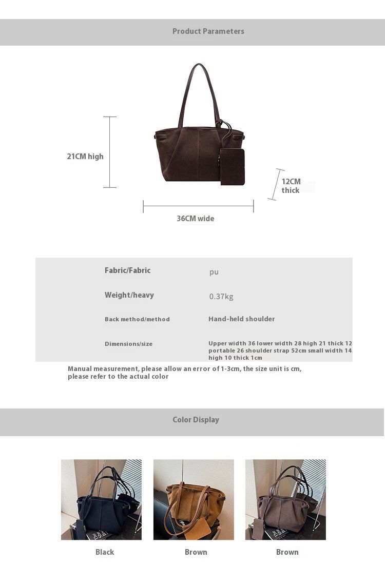 Korean niche tuet frosted suede leather large capacity tote popular hand-held shoulder bag, HOBO underarm women's bag_voghion.com
