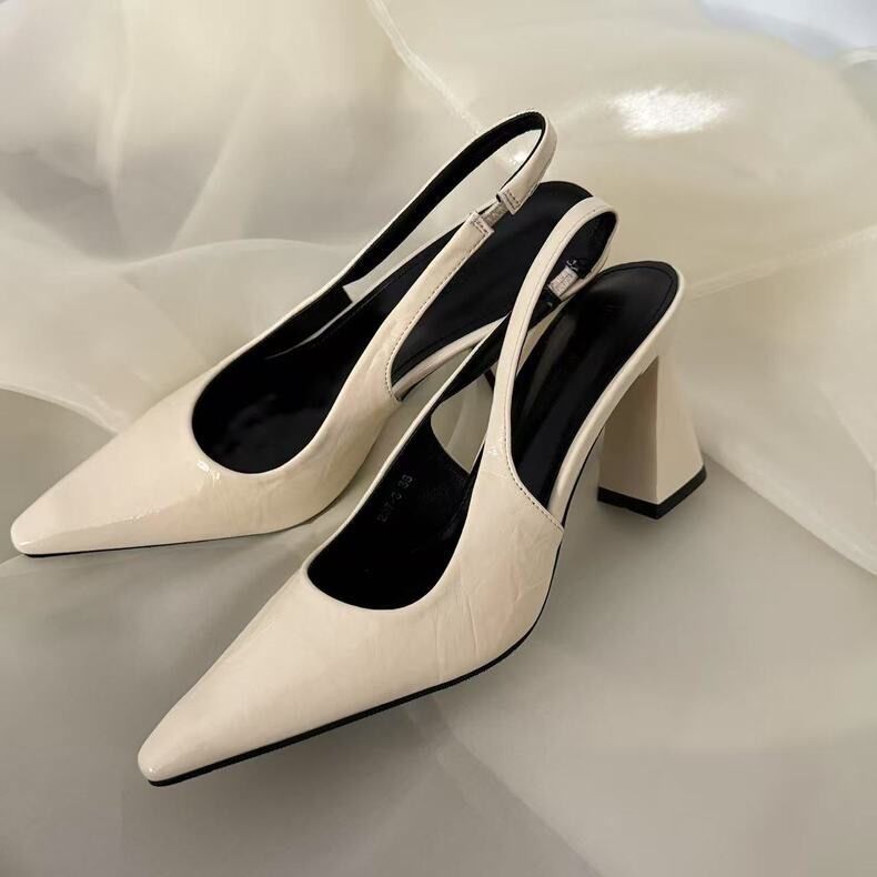 2025 New Pointed Heels Summer Versatile Coarse Heels, Small And High End, Baotou Sandals Women's Single Shoes_voghion.com