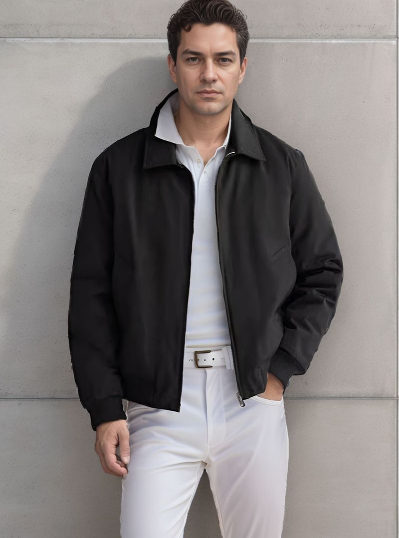 Spring and Autumn Simple Commuter Men's Zipper Collar Jacket_voghion.com