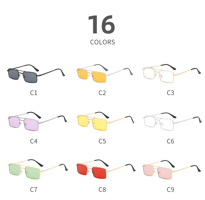 Dupla gerendás, négyzet alakú fém napszemüveg, divatos, minden egyezésű személyiségű napszemüveg férfiaknak és nőknek_voghion.com