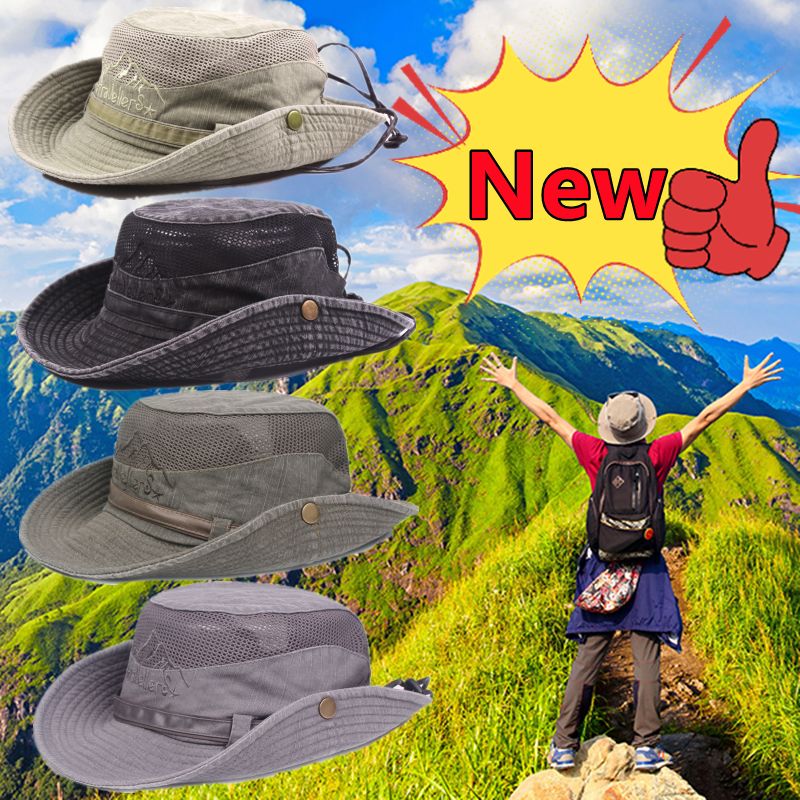 Mode Neue Outdoor Eimer Sommer Atmungsaktive Panama Kappe Baumwolle Dschungel Angeln Mesh Hut Wandern Strand Sonnenschutz Kappen Für Männer_voghion.com