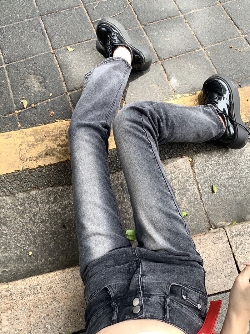 Jeans micro svasati in autunno, corti e nuovi a vita alta, gamba dritta ampia, pantaloni a gamba larga, pantaloni lunghi fino al pavimento_voghion.com