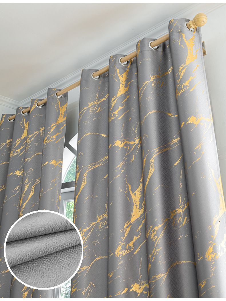 Cortinas Dupla Face Estampagem a Quente em Prata Disponível em Ambos os Lados Cortinas de Sala de Estar com Bloqueio Total de Luz_voghion.com