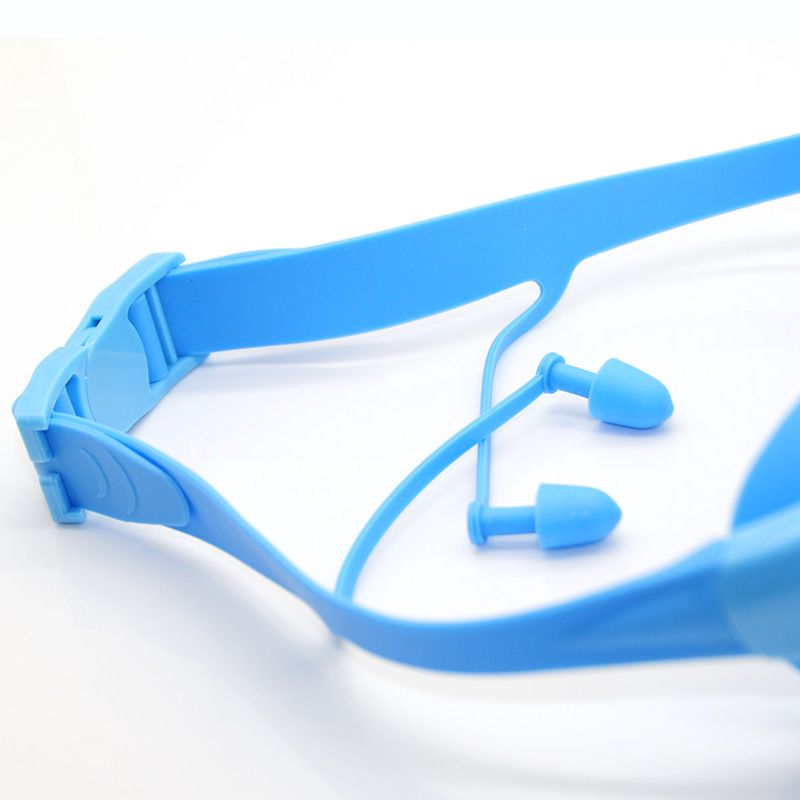 Gafas de natación antivaho con montura grande y tapones para los oídos para niños y niñas_voghion.com