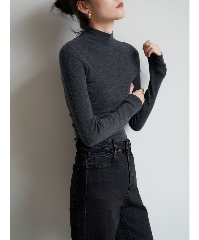 SS STUDIO Nahtloser Einteiliger Pendel-Eleganter Halbrollkragen-Wollstrickpullover Für Damen Herbst Winter Basishemd_voghion.com