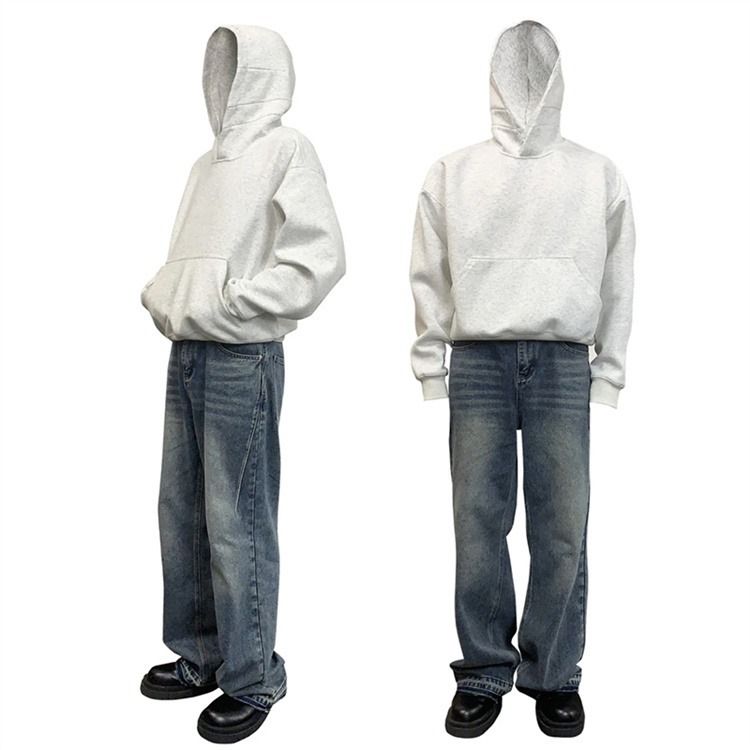 Felpa con cappuccio casual da uomo - Pullover oversize con spalle scese - Fodera in morbido pile - Leggera e comoda per l'autunno_voghion.com