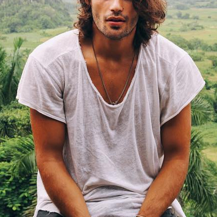Men's Solid Color Imitation Cotton Casual Thin Short-sleeved T-shirt_voghion.com