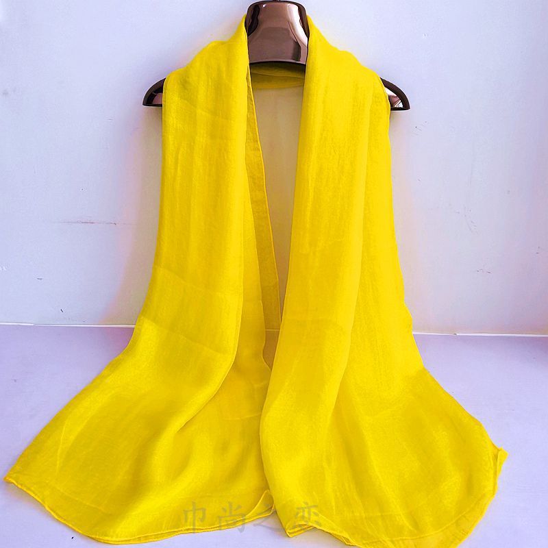 Leuchtend roter Seidenschal für Damen, modischer Chiffonschal für Frühling und Herbst, einfarbiger Tanzschal für den Winter, lange Ausführung_voghion.com