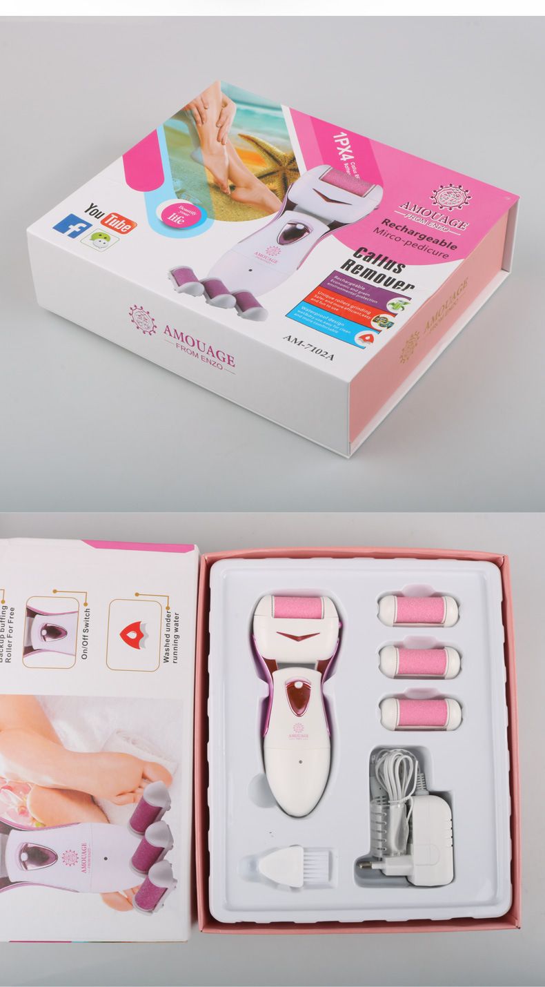 Geschenkbox Datei Pediküre Werkzeug wasserdicht elektrische abgestorbene Haut Remover Scrubber Fuß Stein_voghion.com