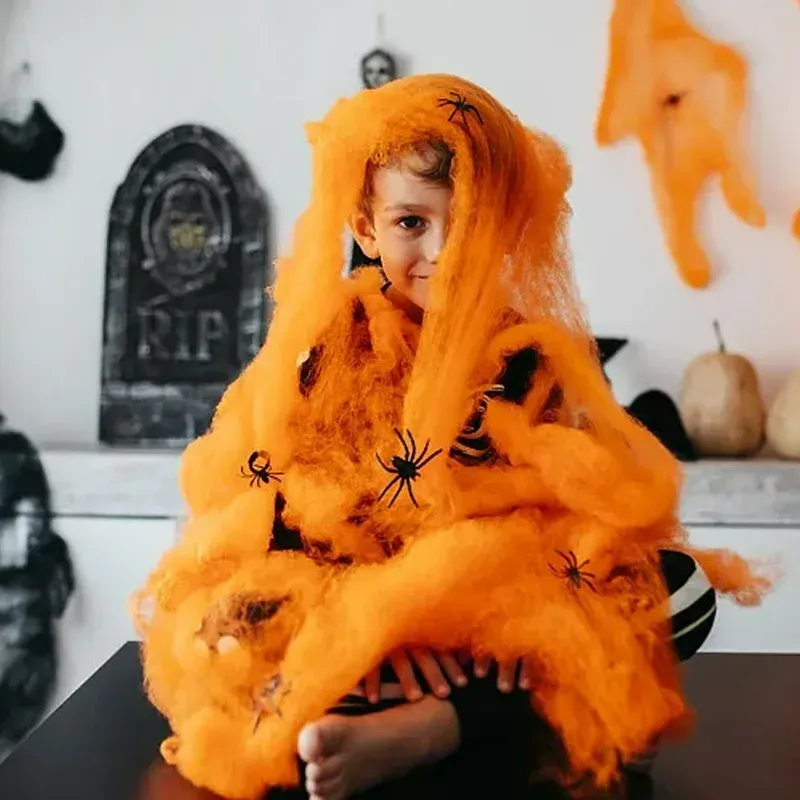 Künstliche Spinnennetz Halloween Dekoration Scary Party Szene Requisiten Weiß Stretchy Cobweb Horror Haus Home Decora Zubehör_voghion.com