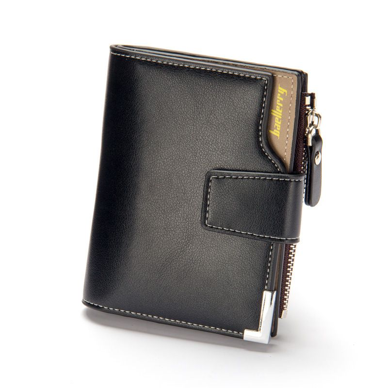 Casual Men's Wallet Multi-functional Wallet Zipper Buckle Three Fold Coin Wallet_voghion.com