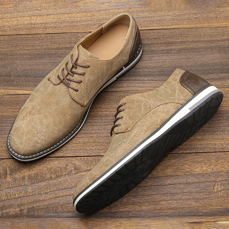 Herrenschuhe Große Herren Freizeitschuhe Modische leichte Herrenschuhe Farblich passende atmungsaktive Herren Lederschuhe_voghion.com