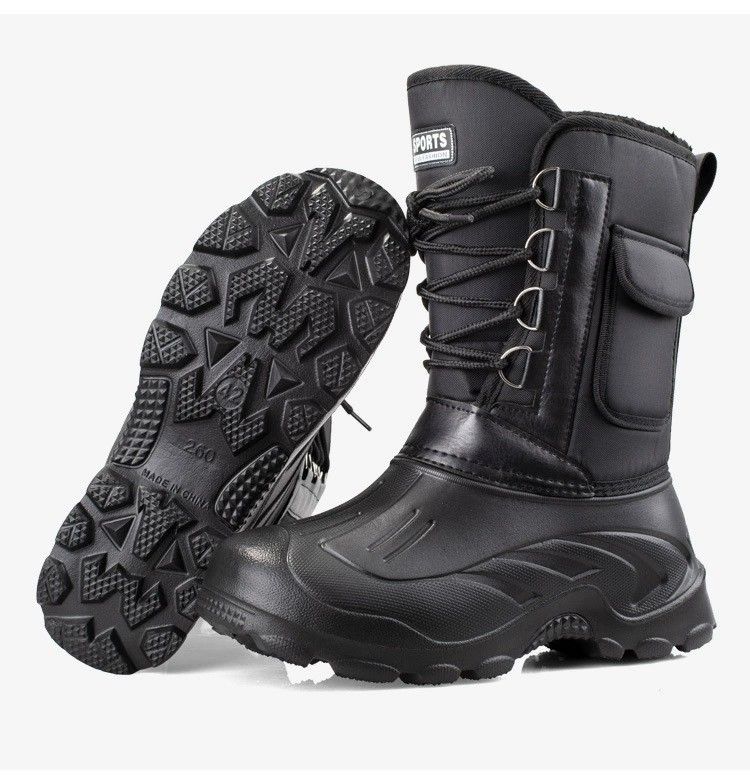 Stivali da neve invernali da uomo – Scarpe da pesca impermeabili in EVA con fodera in pile e suola antiscivolo (nero/blu/verde, calzano piccole)_voghion.com