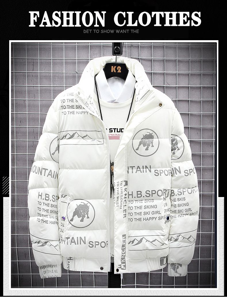 Herren-Winterjacke mit dickem, warmem Futter, Stehkragen, lässiger, stylischer Mantel für Jugendliche (weiß/schwarz) – Größen M bis XXXL_voghion.com