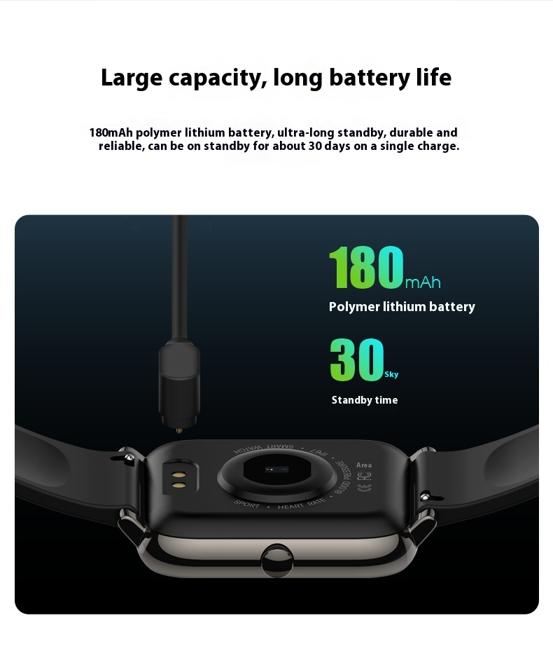 Orologio sportivo intelligente - Dotato di monitoraggio della frequenza cardiaca, impermeabile IP67, durata della batteria di 30 giorni (borsa da braccio gratuita)_voghion.com