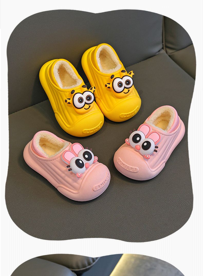 "Pantofole invernali per bambini – Calde pantofole da casa per interni/esterni con fodera in pile e suola antiscivolo in PVC (taglie 24-39, motivo con cervi e coniglietti)"_voghion.com