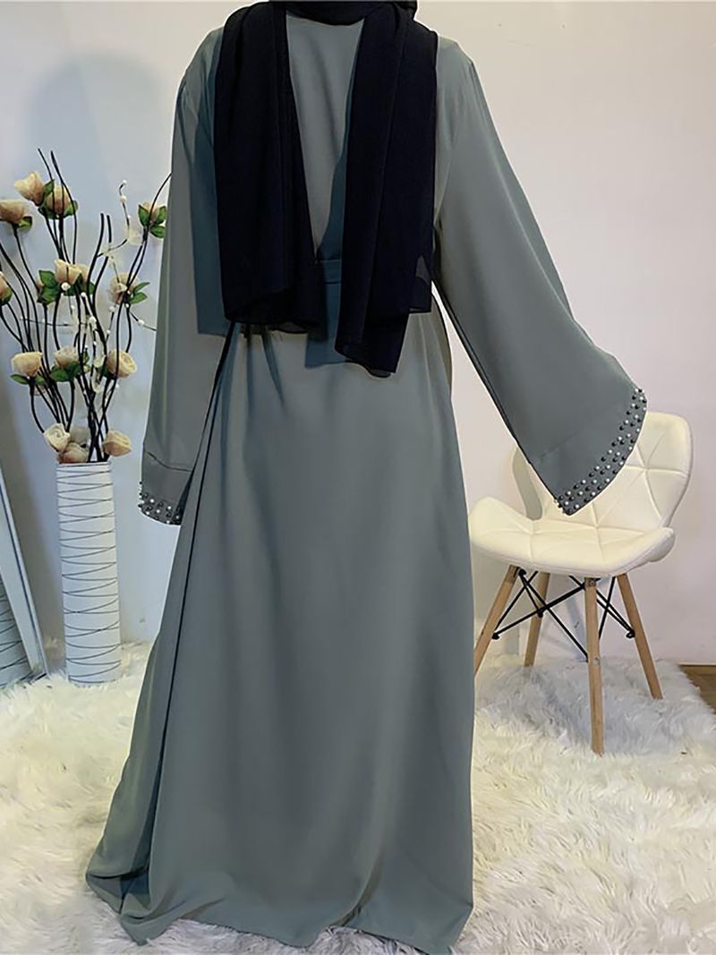 Neueste muslimische Abayas für Frauen islamische Mode Perlen Kimono Robe bescheidenes Kleid lange elegante Strickjacken Kleidung vorne offen Abaya_voghion.com