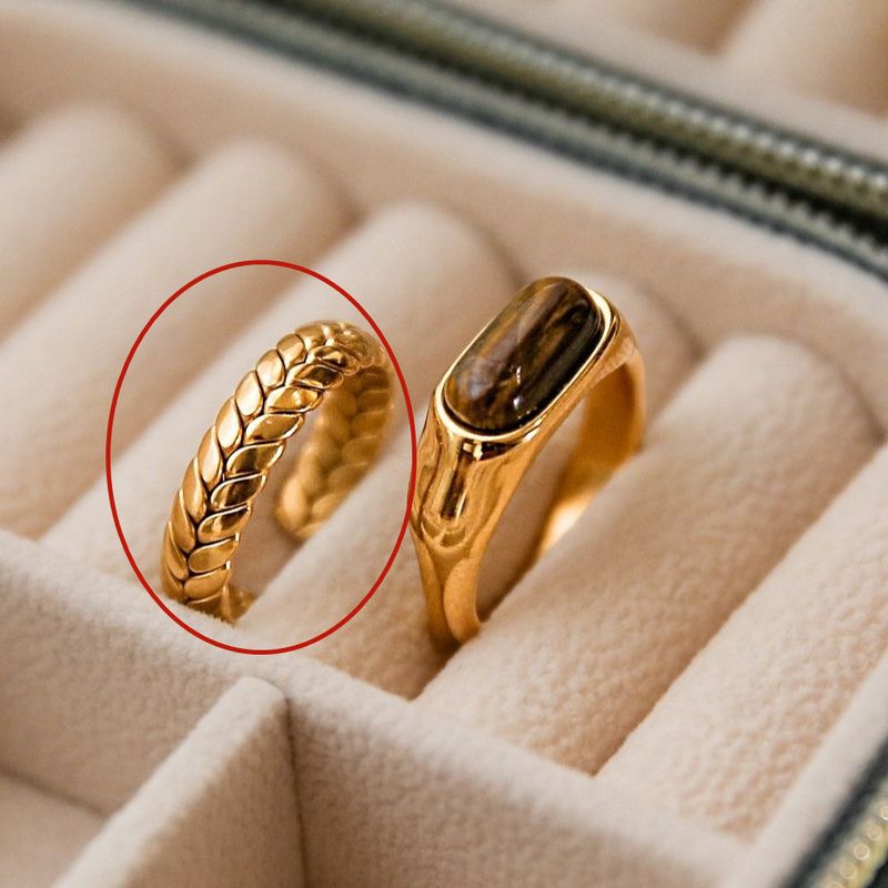 Anello da sella in pietra naturale occhio di tigre placcato di alta qualità per donna, anello a forma di spiga di grano, design impilabile, regolabile_voghion.com