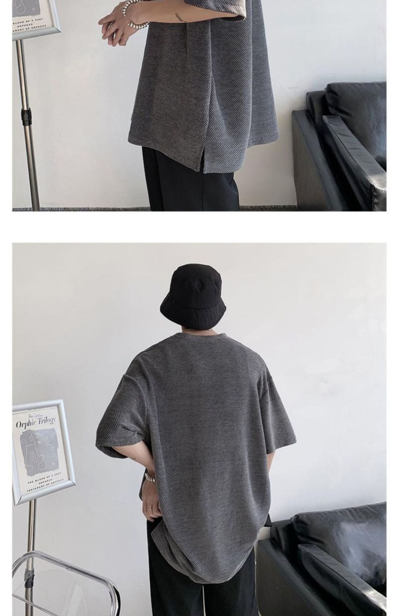 Herrenbekleidungslabel, gestricktes, kurzärmeliges Design, Cleanfit-T-Shirt mit fünf Ärmeln für Herren_voghion.com