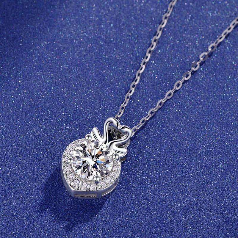 Tancise Luxury Personality Silver Moissanite Pendant Necklace Women's Classic Tide Party Gift_voghion.com