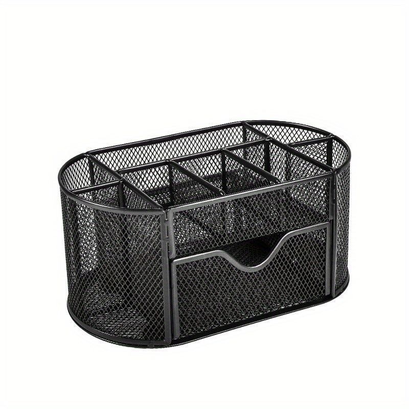 Basics Mesh Desk Office Organizer, Black, 9.25" X 4.53" X 3.94"_voghion.com