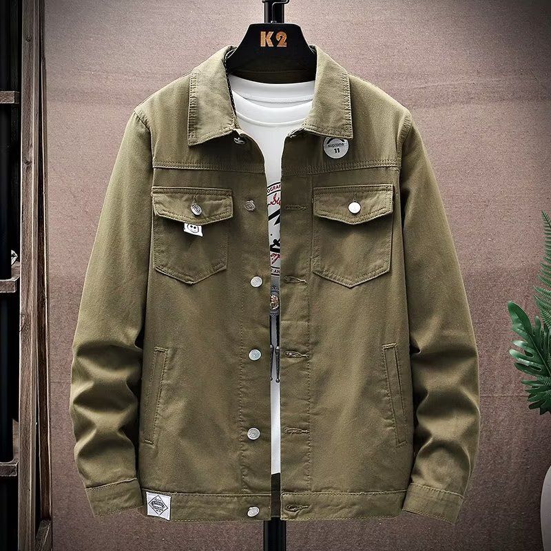 Jacket Trendy Labeling Versatile Denim Clothes Men's Fat Man Machine Jacket Top_voghion.com