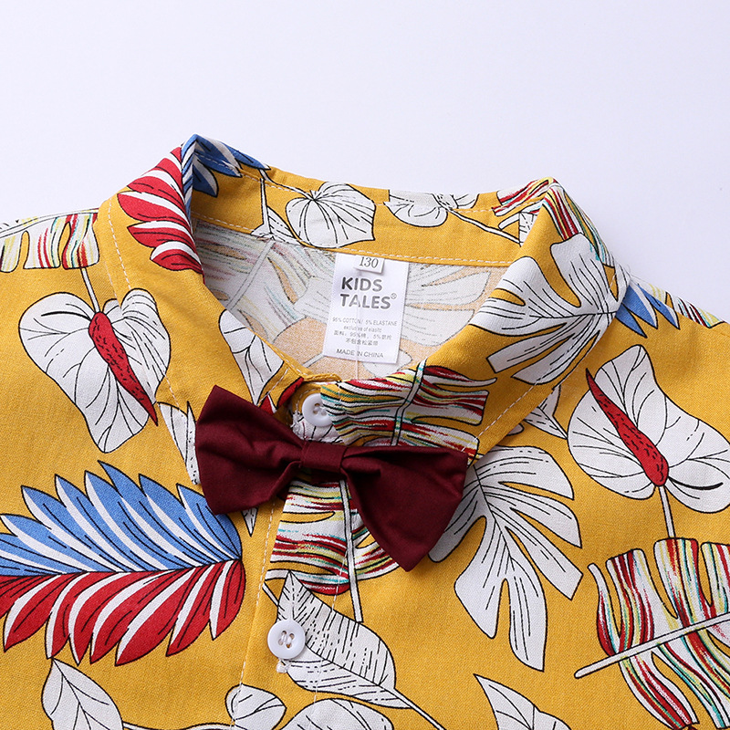 Mother&Kids Completo estivo per bambini Camicia a maniche corte stampata per ragazzi Set di due pezzi_voghion.com