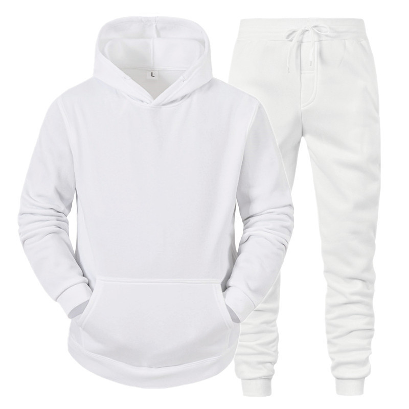Straight Hoodie Smooth Plate Solid Color Sweater Sport 2 Piece Set Autumn And Winter Fleece_voghion.com