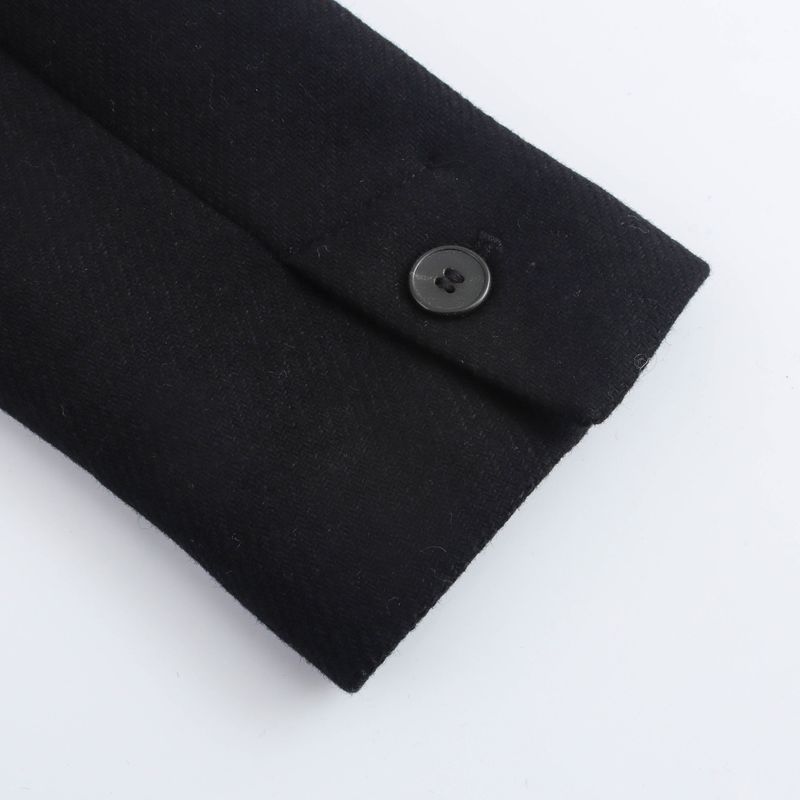 Women's Wool Blend Coat With Luxe Faux Fur Collar – Elegant Lace Trim, Mid-Length Trench Style For Early Spring (Black/Khaki, Sizes XS-L_voghion.com