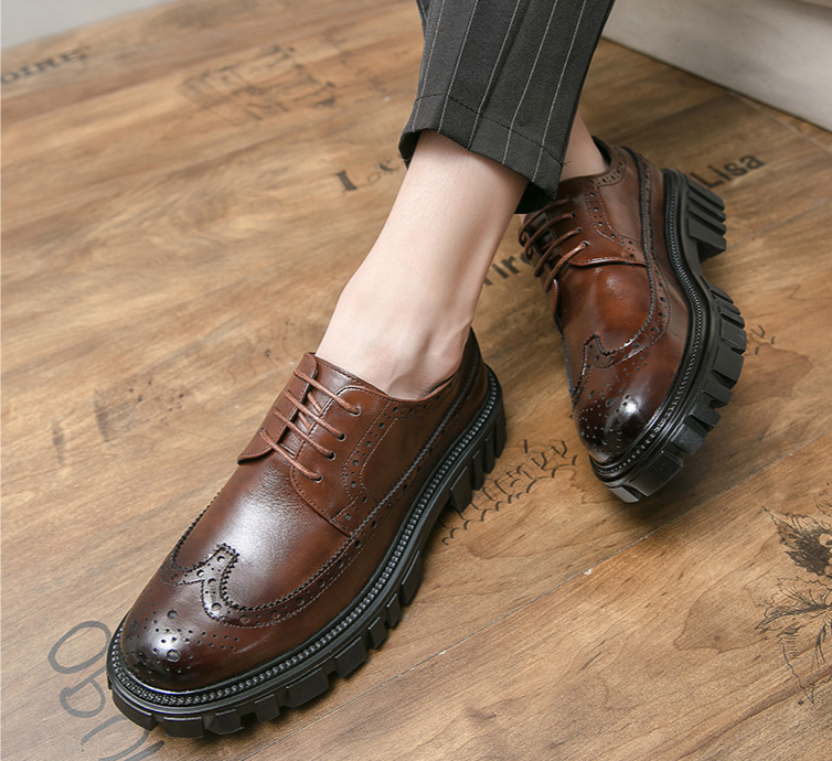 2024 Spring Blossom Men's British and Korean Round Toe Black Suit Wedding Business Dress Leather Shoes for Men_voghion.com