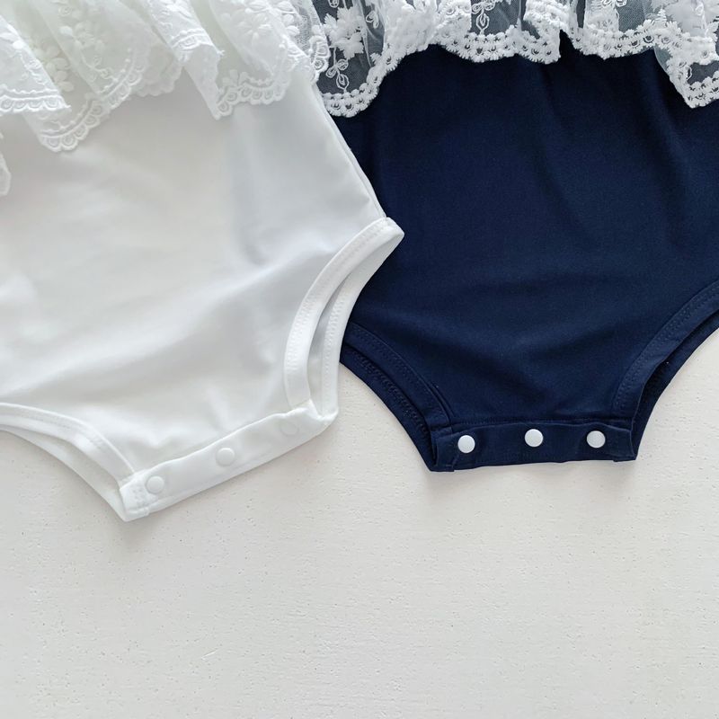 Combinaison coréenne tendance en dentelle pour bébé, maillot de bain simple et polyvalent, style d'été, nouvelle collection 2024_voghion.com