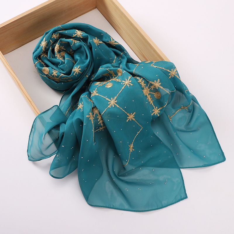 Eleganter Chiffon-Hijab mit Stickerei und Strasssteinen – Leichtes muslimisches Kopftuch für Damen – 70 x 175 cm (verschiedene Farben)_voghion.com