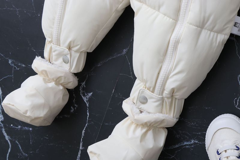 Pelele de invierno premium con capucha para bebé Mother & Kids: mono grueso acolchado de algodón para bebés y niños pequeños (66-90 cm), unisex, manga larga, con cremallera_voghion.com