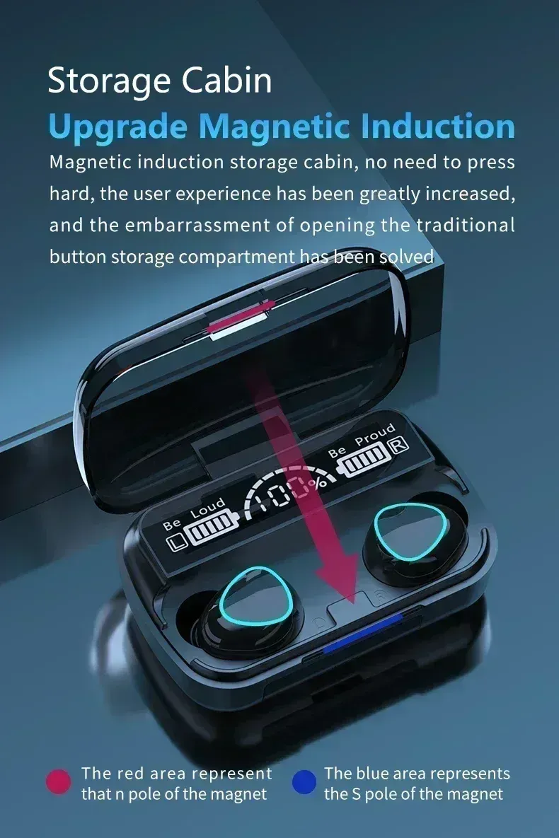 Original M10 Headphones Bluetooth Wireless Earpods Sports Stereo Noise Canceling Headphone Microphone Speaker_voghion.com