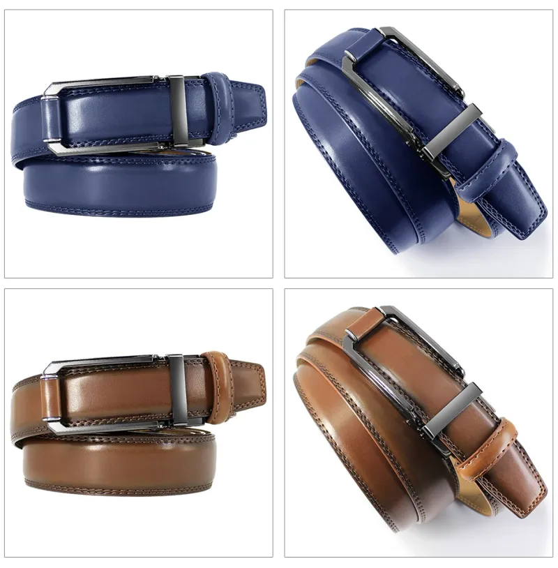 HEIßER Automatische Einstellbare Metall Schnalle Ratsche Leder Herren Gürtel Rindsleder Jeans Multicolor Gürtel für Männer Ремень Мужской_voghion.com