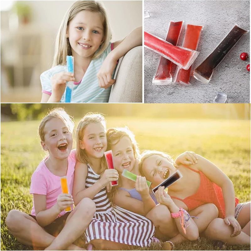 Popsicle Bags Disposable Ice Pop Bags DIY Popsicle Freezer Bags For Yogurt Sticks, Juice, Ice Candy Pops Comes With Silicone Funnel 8"x2" (300)_voghion.com
