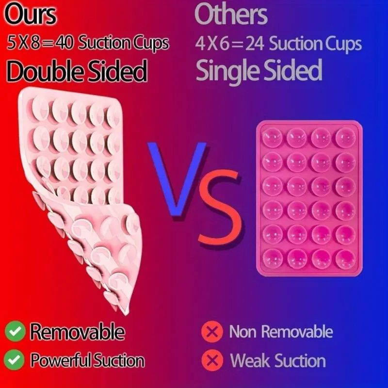 Square Double-sided Silicone Phone Suction Sucker Pad Bracket, Non-slip Suction Force, Silicone Mobile Phone Back Sticker Suction_voghion.com