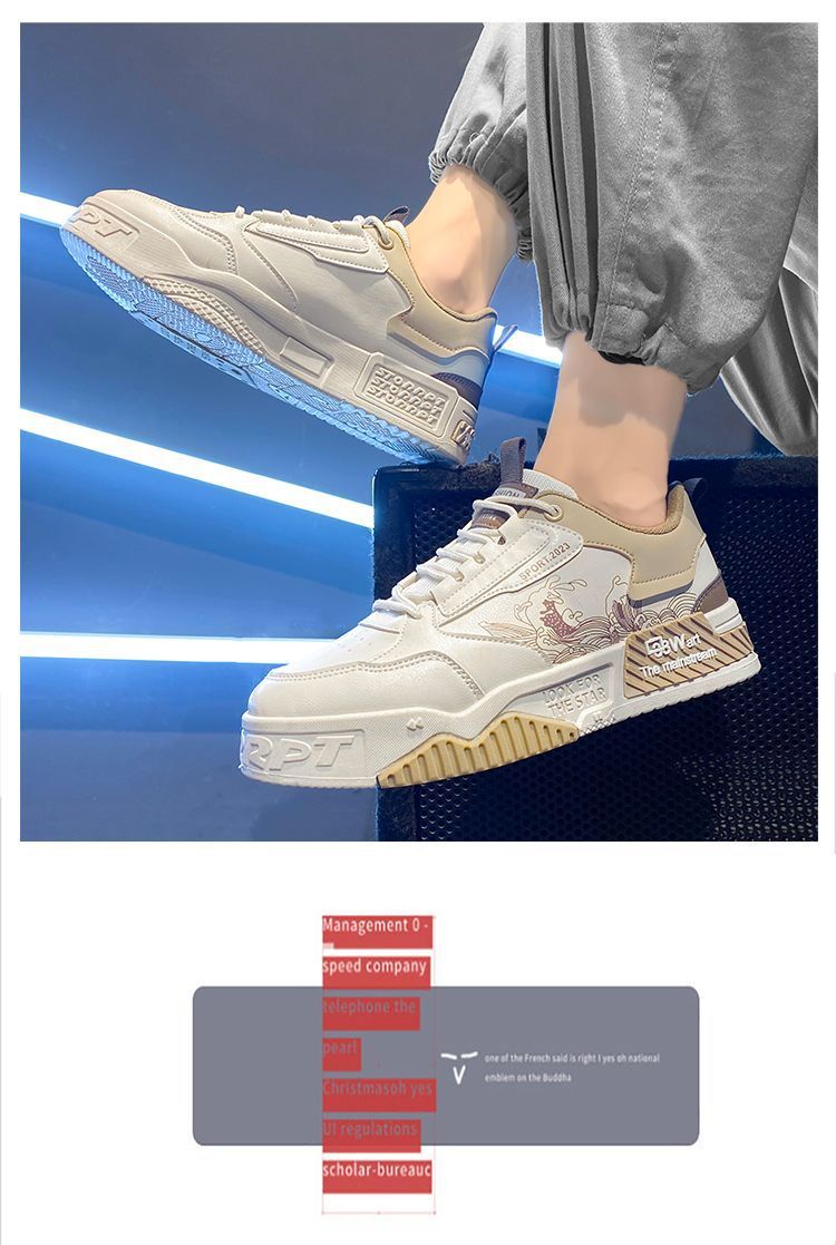 Herrenschuhe, lässige Sneakers, niedrige Oberseite, runde Zehenpartie, atmungsaktive Mesh-Schnürschuhe mit dicker Sohle für Frühlings- und Sommermode_voghion.com