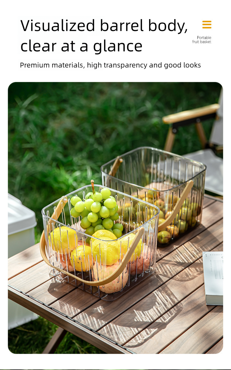 Outdoor Picnic Large Transparent Handheld Multifunctional Bath Desktop Snack Dried Fruit Storage Basket_voghion.com