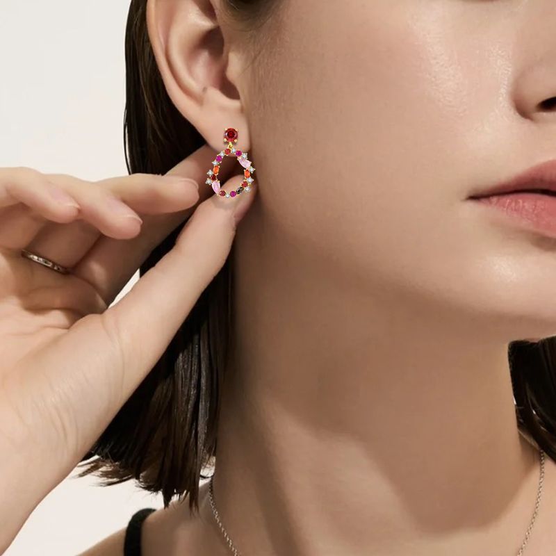 Orecchini con diamanti colorati alla moda S925 in argento sterling, orecchini irregolari con gemme di zircone da donna, orecchini gioielli_voghion.com