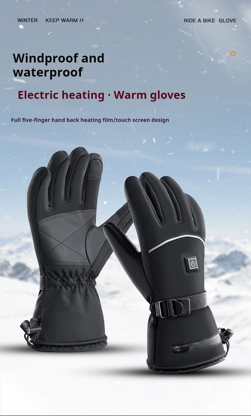 Sports de plein air d'automne et d'hiver, cyclisme, ski, gants chauds, cyclisme chauffant, résistant au froid, chauffage électrique, écran tactile étanche_voghion.com