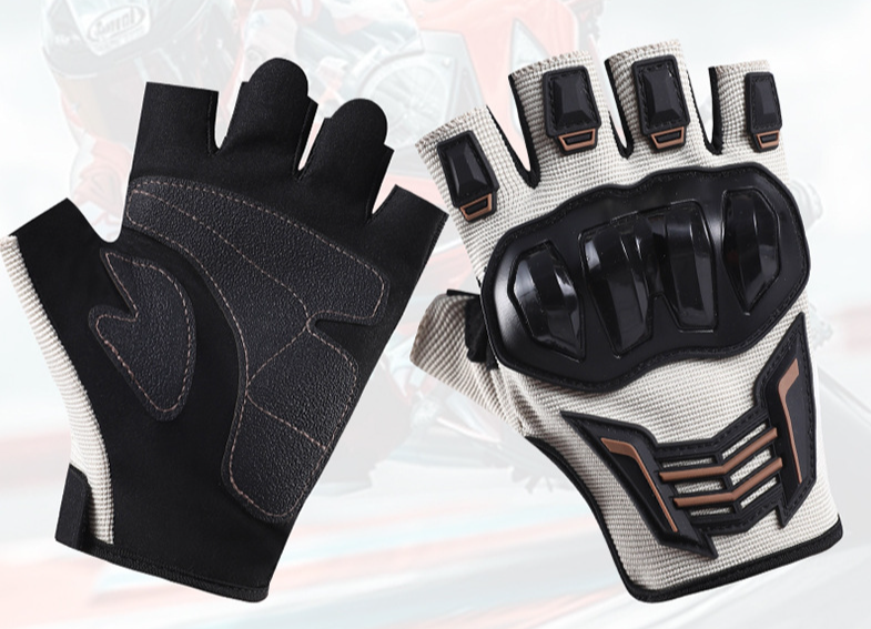 Summer Half-Finger Gloves For Men, Motorcycle Outdoor Riding Protective Anti-Slip Anti-Fall Breathable Wear-Resistant_voghion.com