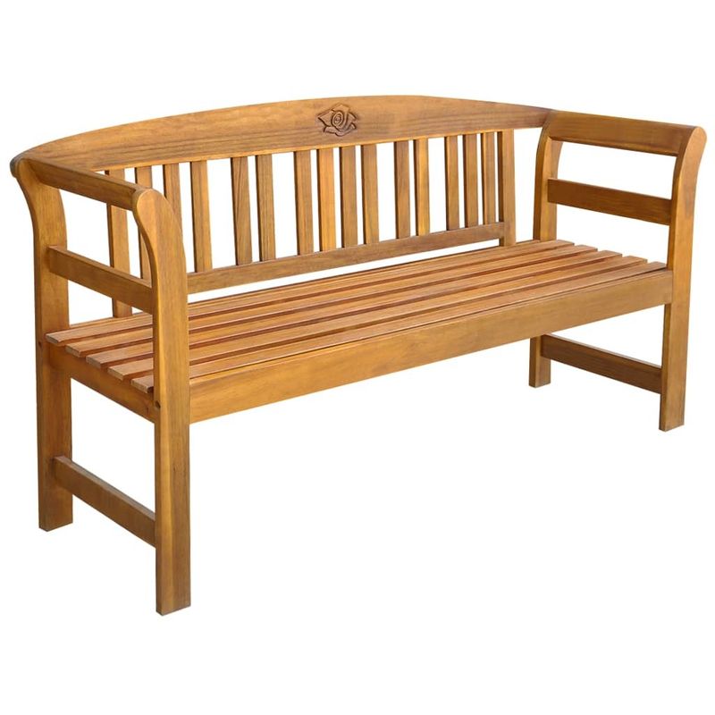 Patio Bench with Cushion 61.8" Solid Acacia Wood_voghion.com